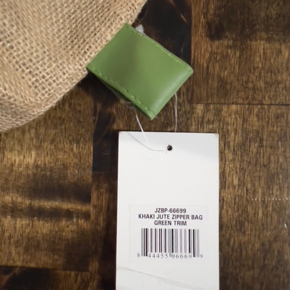 buckhead betties Jute Zipper Bag Khaki Summer Beach - Picture 3 of 10